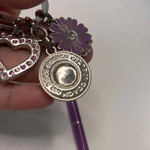 Coach Silver and Purple Charm Key Holder and Coach Pen - Picture 3 of 6